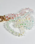 Hand Knotted Rondelle Moonstone Necklace on Rainbow Silk, Gold Filled Figure Eight Charm Holder