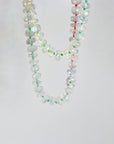 Hand Knotted Rondelle Moonstone Necklace on Rainbow Silk, Gold Filled Figure Eight Charm Holder