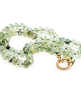 Green Prehnite Faceted Rondelle Necklace, 7mm Silk Hand Knotted 20" Strand with Gold Filled Figure Eight Charm Holder Clasp