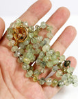 Green Prehnite Faceted Rondelle Necklace, 7mm Silk Hand Knotted 20" Strand with Gold Filled Figure Eight Charm Holder Clasp