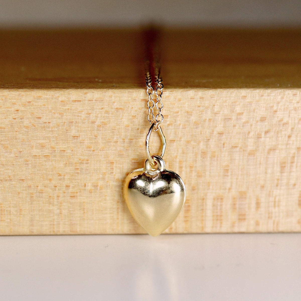14k Gold 3D Puffy Heart Pendant Necklace - Melt'm Jewelry