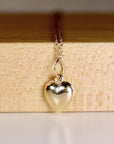 14k Gold 3D Puffy Heart Pendant Necklace - Melt'm Jewelry