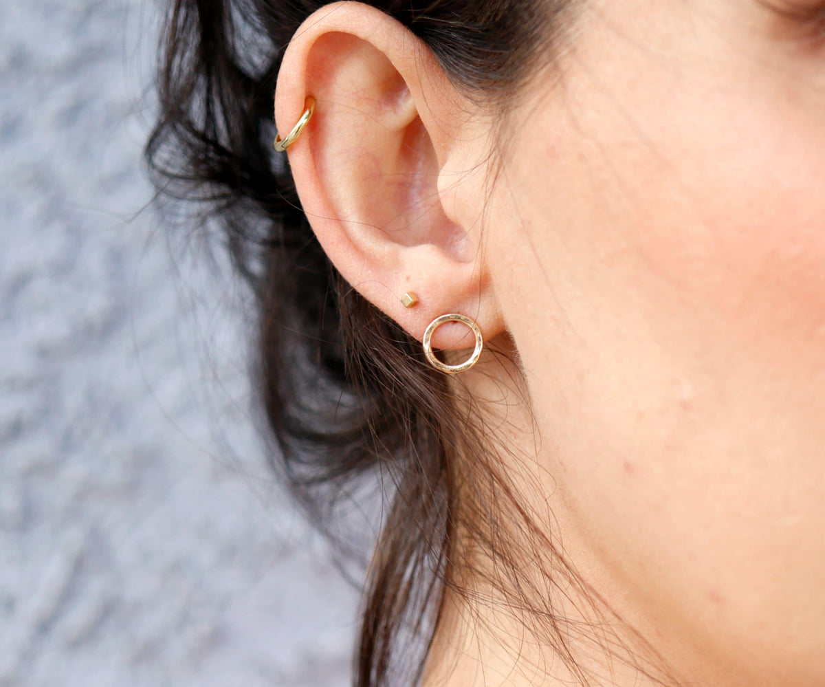 Cube Stud Earrings in 14k Gold - Melt'm Jewelry