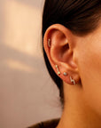 Small Round CZ Bezel Set Flat Back Cartilage Earring 14k Solid Gold (SINGLE or PAIR) - Melt'm Jewelry