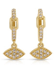 Diamond Marquise Charm Hoop Earrings (SINGLE or PAIR) - Melt'm Jewelry