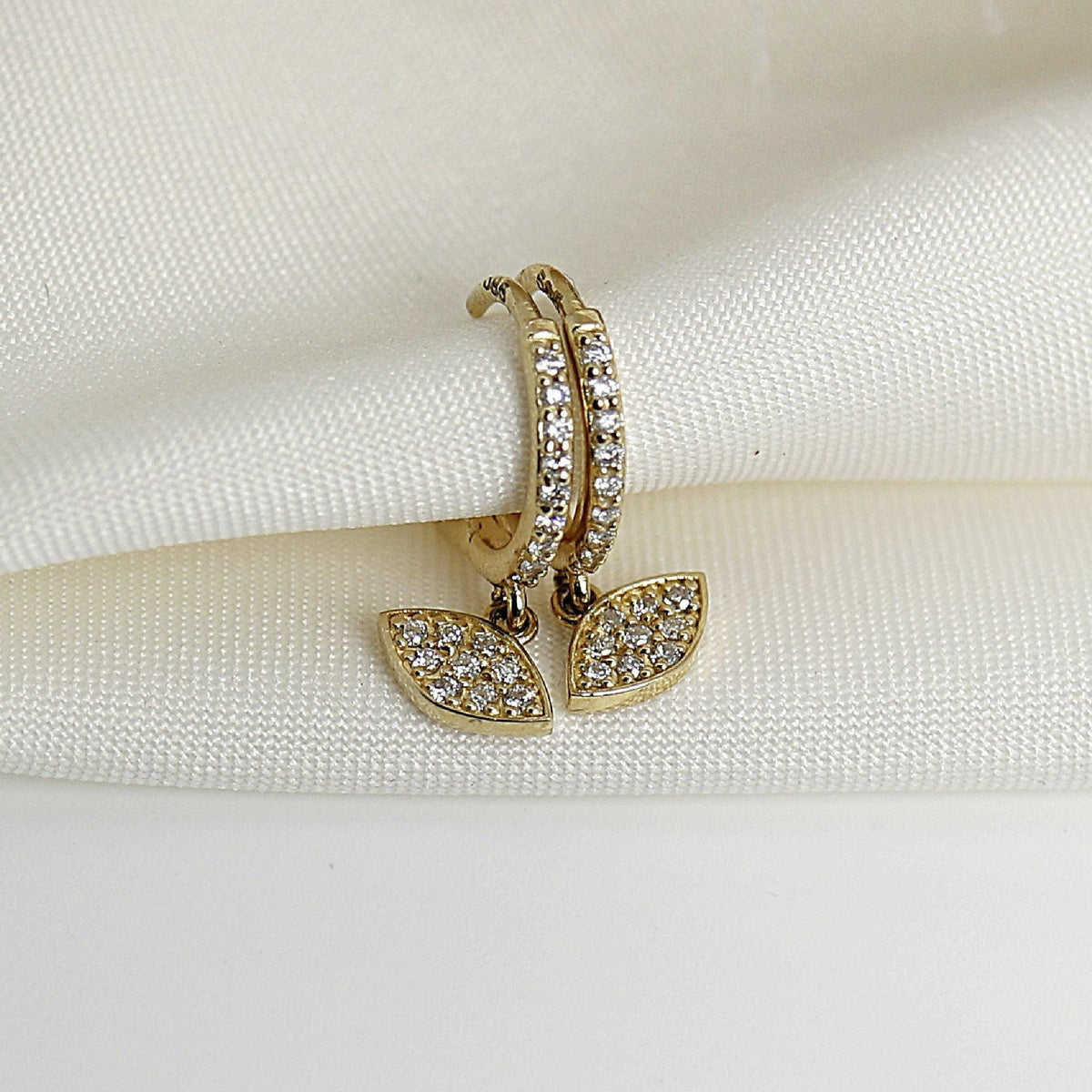 Diamond Evil Eye Hoop Earrings - SINGLR OR PAIR - Melt'm Jewelry