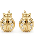 Diamond Lady Bug Stud Earrings in 14k Gold - Melt'm Jewelry