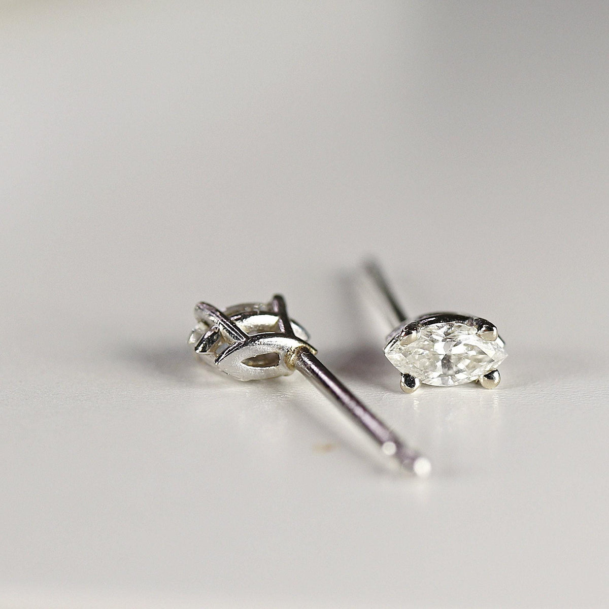 Marquise Diamond Stud Earrings, 0.14 ct VS Diamond Earrings 14k Gold - Melt'm Jewelry