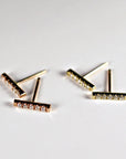 14K Gold Diamond Bar Earrings (SINGLE or PAIR) - Melt'm Jewelry