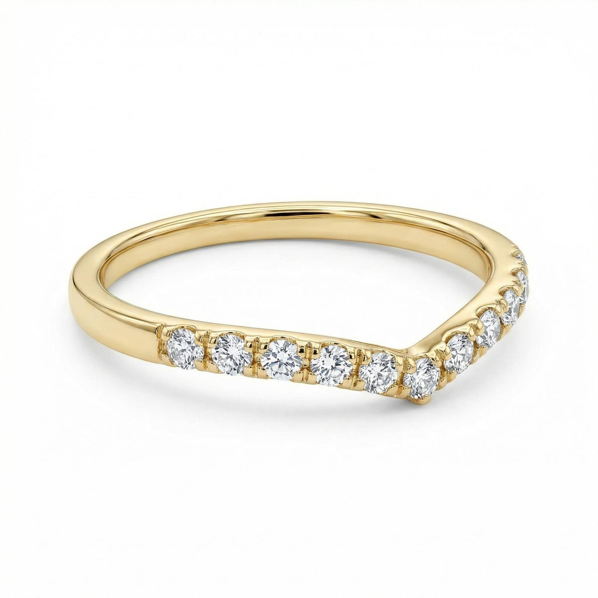 Curved Diamond Wedding Band Ring - Melt'm Jewelry