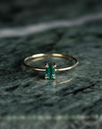 14k Gold Dainty Emerald Cut Emerald Ring - Melt'm Jewelry