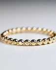 14k Solid Gold Beaded Ring, Skinny Hammered Beaded Stacking Ring - Melt'm Jewelry