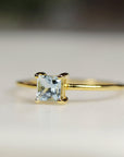 14k Gold Square Princess Aquamarine Ring - Melt'm Jewelry