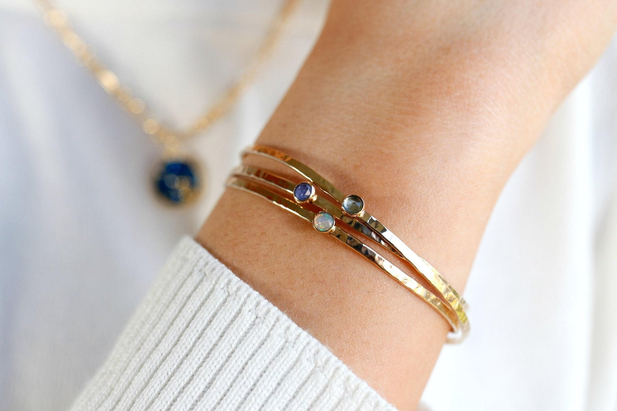 Birthstone Gems Cuff Bracelets Gold Filled or Sterling Silver - Melt'm Jewelry