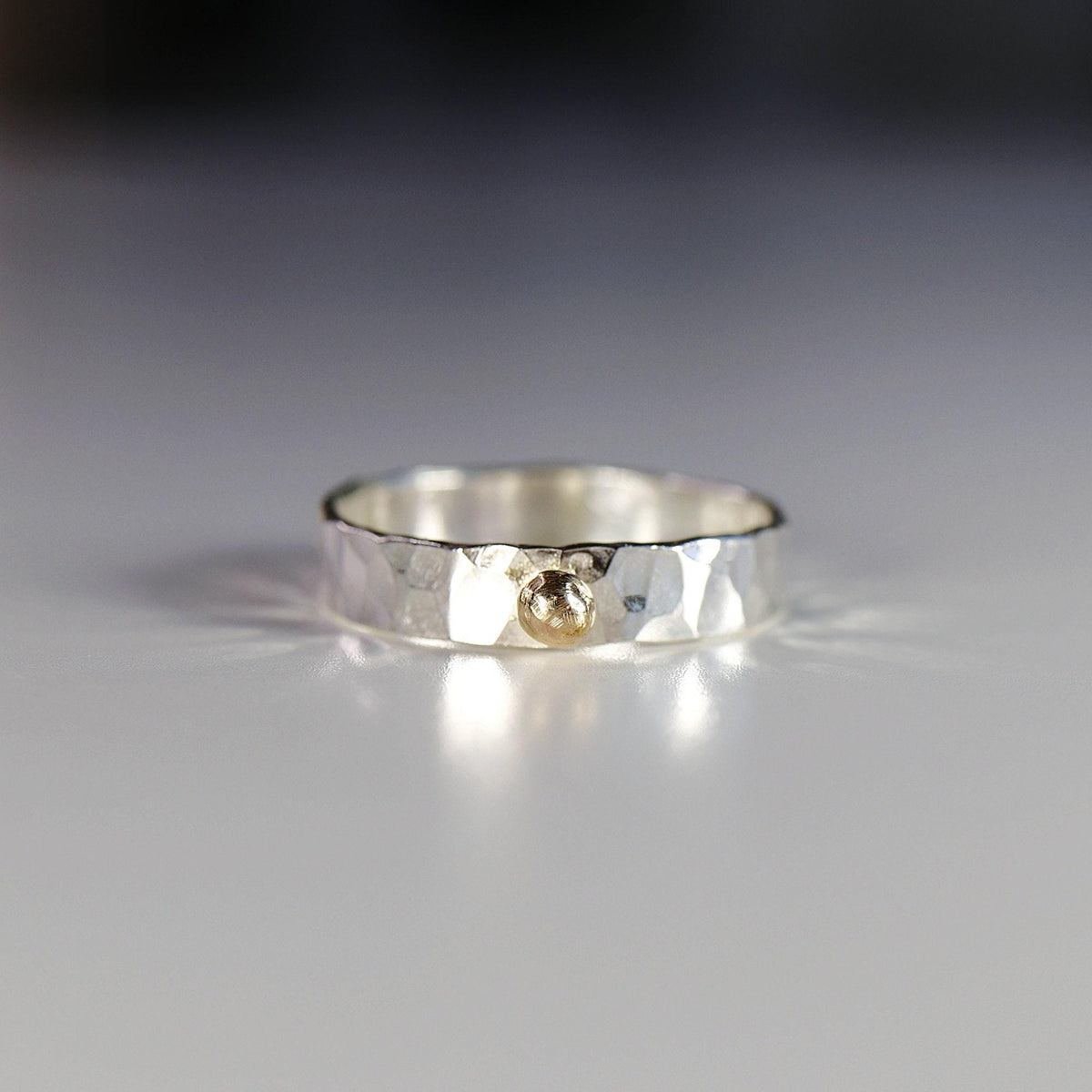 14k Gold Dot Stacking Gold Ball Ring - Mixed Metal Ring - Melt'm Jewelry