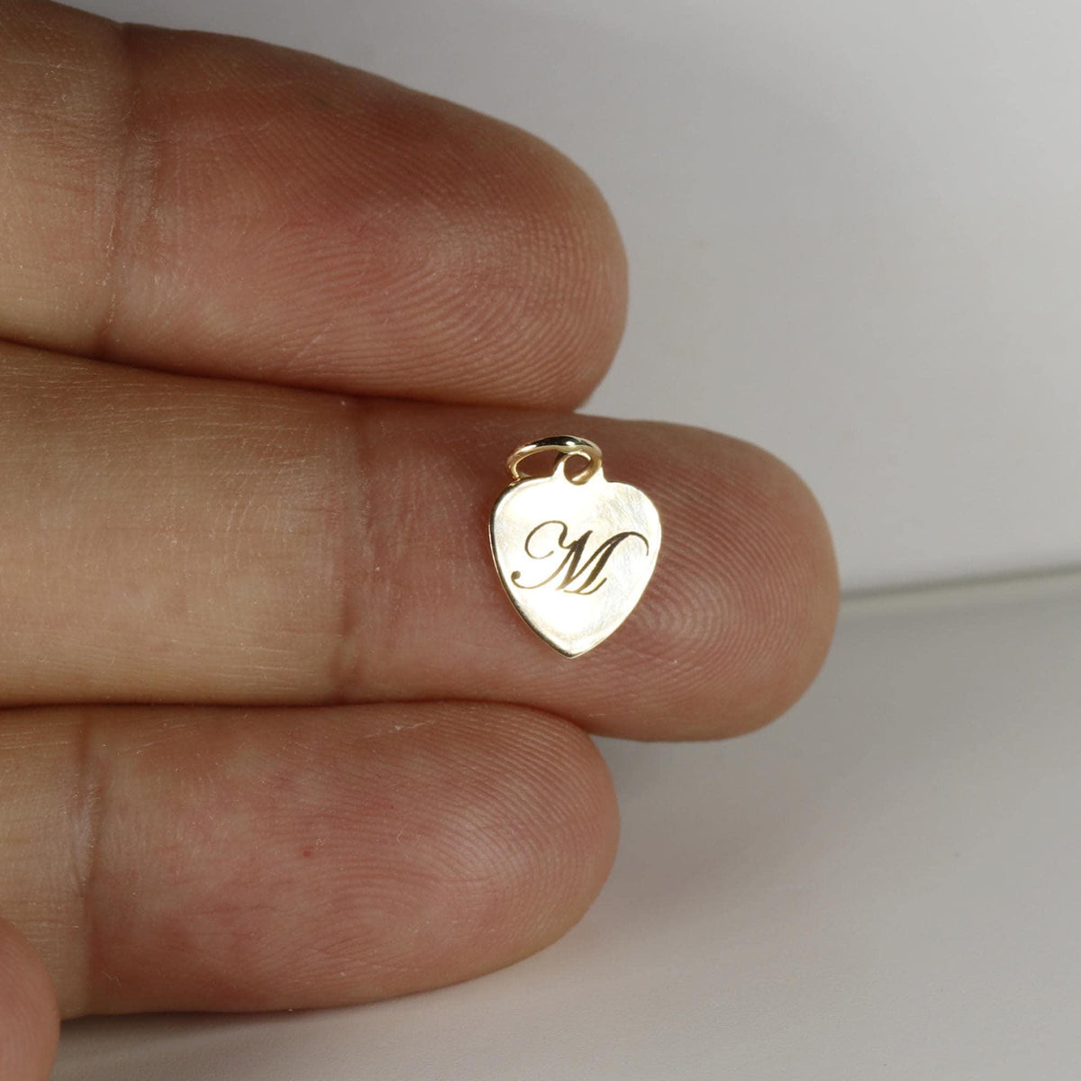 14k Solid Gold Engraved Heart Necklace, Custom Initial Pendant - Melt'm Jewelry