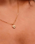 14k Solid Gold Engraved Heart Necklace, Custom Initial Pendant - Melt'm Jewelry