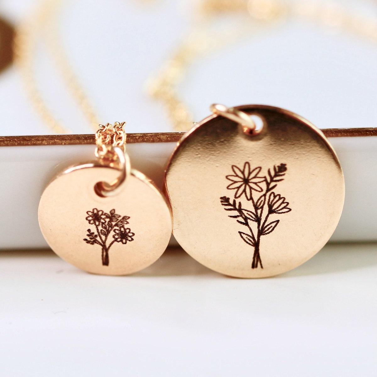 Add On Disc, Disc Only, Sterling Silver, Gold Filled Or Rose Gold Filled Disc, Birth Flower Engraving, Flower Charm, Christmas Gift For Her - Melt'm Jewelry
