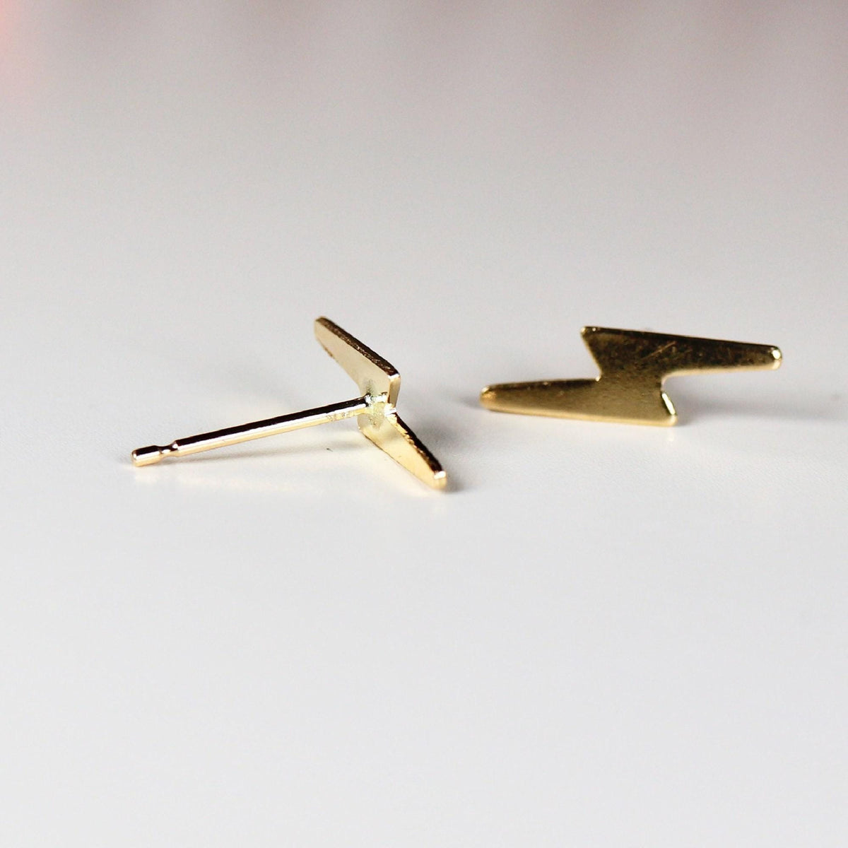 Lightning Bolt Earrings 14k Solid Gold, Lightning Bolt Jewelry - Melt'm Jewelry