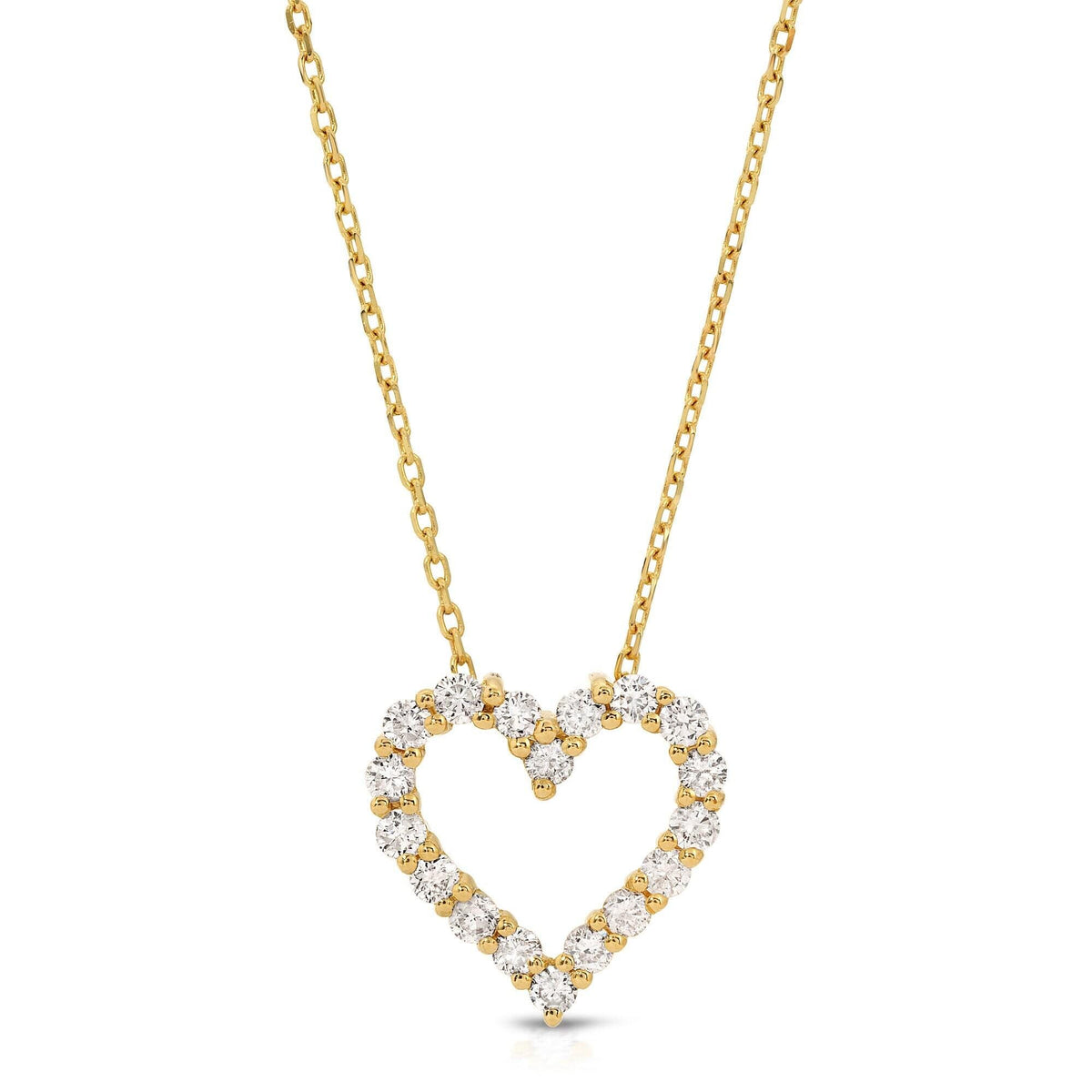 14k Gold Natural Diamond Sliding Open Heart Necklace - Melt'm Jewelry