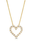 14k Gold Natural Diamond Sliding Open Heart Necklace - Melt'm Jewelry