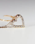 14k Gold Natural Diamond Sliding Open Heart Necklace - Melt'm Jewelry