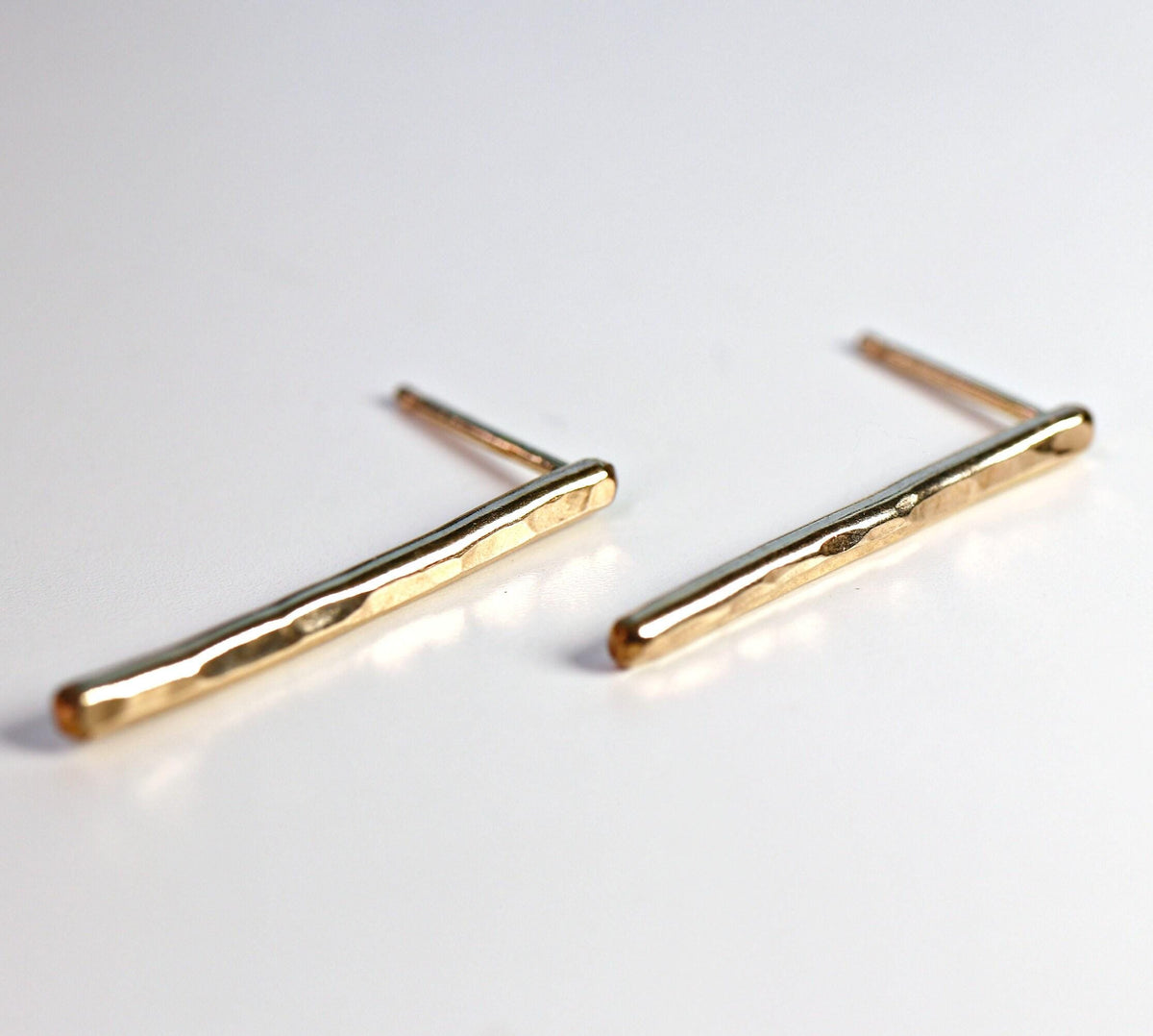 Hammered Gold Bar Stud Earrings - Melt'm Jewelry