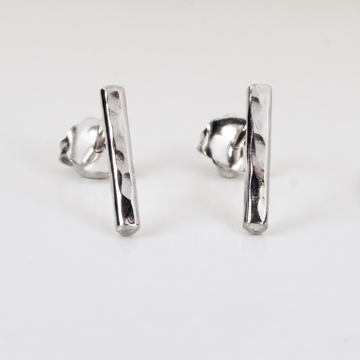 Minimal Simple Hammered Bar Stud Earrings Gold Filled - Melt'm Jewelry