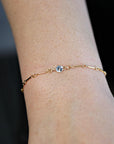 Dainty Gold Chain Blue Topaz Bracelet - Melt'm Jewelry