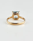 Cushion Cut Aquamarine Solitaire Ring, 2.3 Carat 8mm March Birthstone in 14K Gold, Four Prong Basket Setting - Melt'm Jewelry