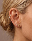 Four Leaf Clover Cz Flat Back Stud 14k Solid Gold, Luck Symbol Stack Earring - Melt'm Jewelry