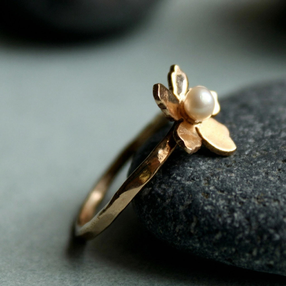Handmade Floral Gemstone Rings in 14k Solid Gold - Melt'm Jewelry