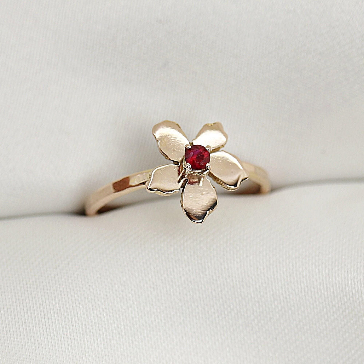 Handmade Floral Gemstone Rings in 14k Solid Gold - Melt'm Jewelry