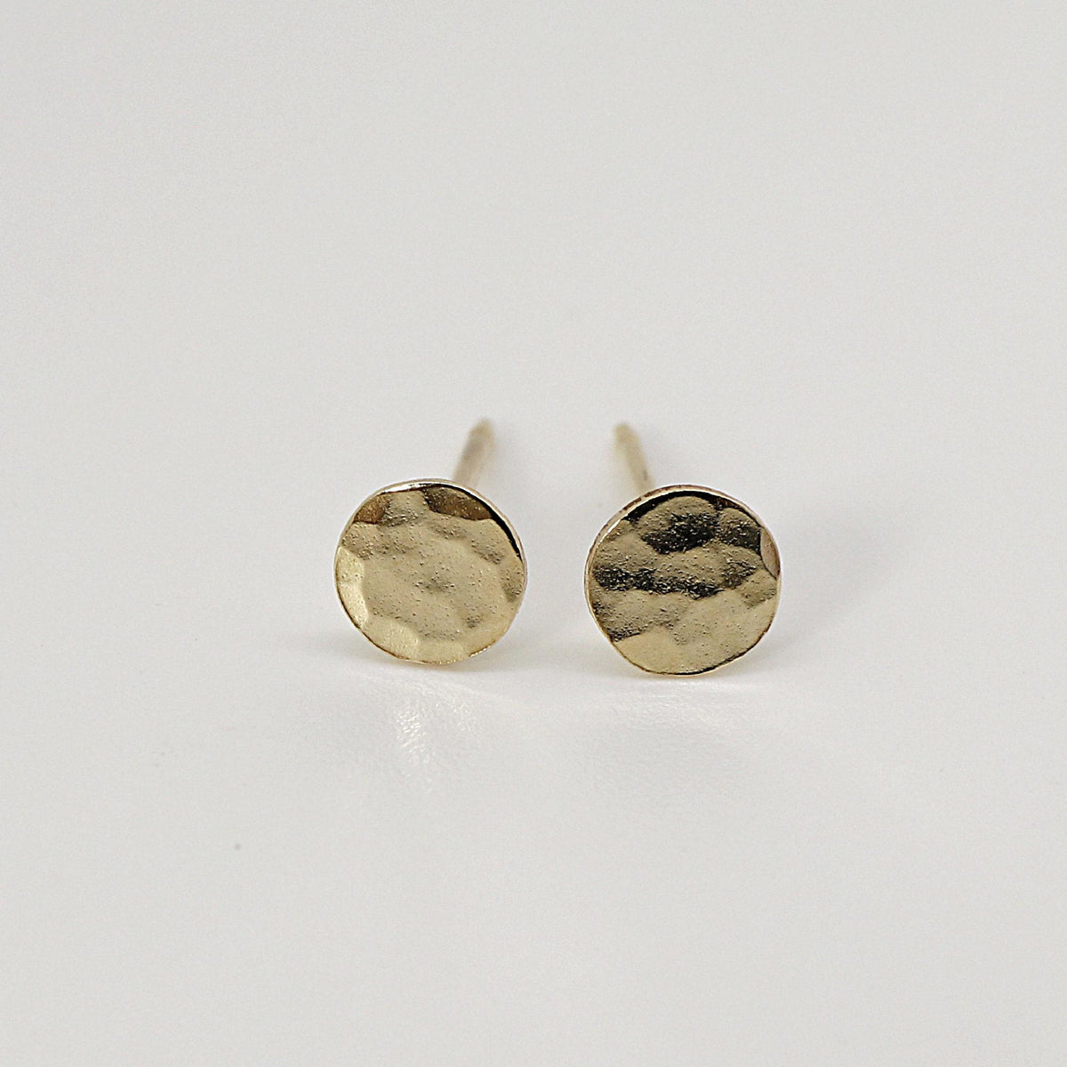 Tiny Gold Circle Earrings, Single or Pair Hammered Gold - Melt'm Jewelry