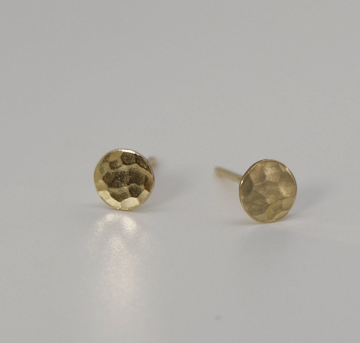 Tiny Gold Circle Earrings, Single or Pair Hammered Gold - Melt'm Jewelry