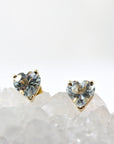 Heart Aquamarine Earrings 14k Solid Gold - Melt'm Jewelry