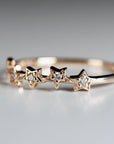 Diamond Star Ring 14k Gold – Five Star Celestial Wedding Band, Natural Diamond Stacking Ring, Dainty Gold Star Band Gift for Her - Melt'm Jewelry