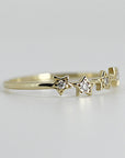 Diamond Star Ring 14k Gold – Five Star Celestial Wedding Band, Natural Diamond Stacking Ring, Dainty Gold Star Band Gift for Her - Melt'm Jewelry