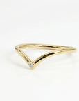 14k Solid Gold Dainty V Diamond Wedding Band - Melt'm Jewelry