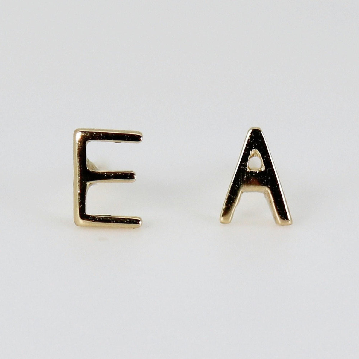 14k Solid Gold Initial Stud Earrings - Melt'm Jewelry