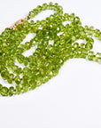 Peridot Rondelle Necklace on Silk, 23" Hand Knotted Strand with Gold Filled Lobster Clasp, August Birthstone