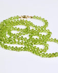 Peridot Rondelle Necklace on Silk, 23" Hand Knotted Strand with Gold Filled Lobster Clasp, August Birthstone