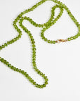 Peridot Rondelle Necklace on Silk, 23" Hand Knotted Strand with Gold Filled Lobster Clasp, August Birthstone