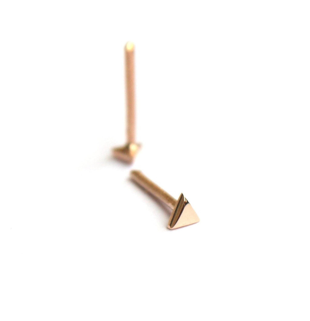 14k Rose Gold Triangle Geometric Stud Earrings - Melt'm Jewelry