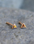 14k Rose Gold Triangle Geometric Stud Earrings - Melt'm Jewelry