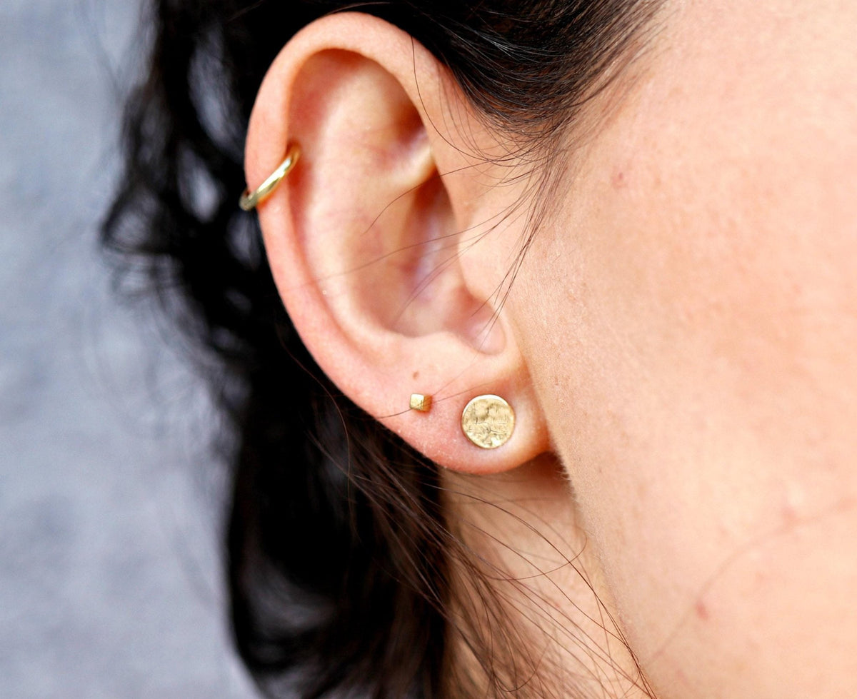 Cube Stud Earrings in 14k Gold - Melt'm Jewelry