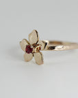 Floral Pearl Ring 14k Solid Gold, Unique Handmade Flower Engagement Ring - Melt'm Jewelry