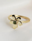 Floral Pearl Ring 14k Solid Gold, Unique Handmade Flower Engagement Ring - Melt'm Jewelry