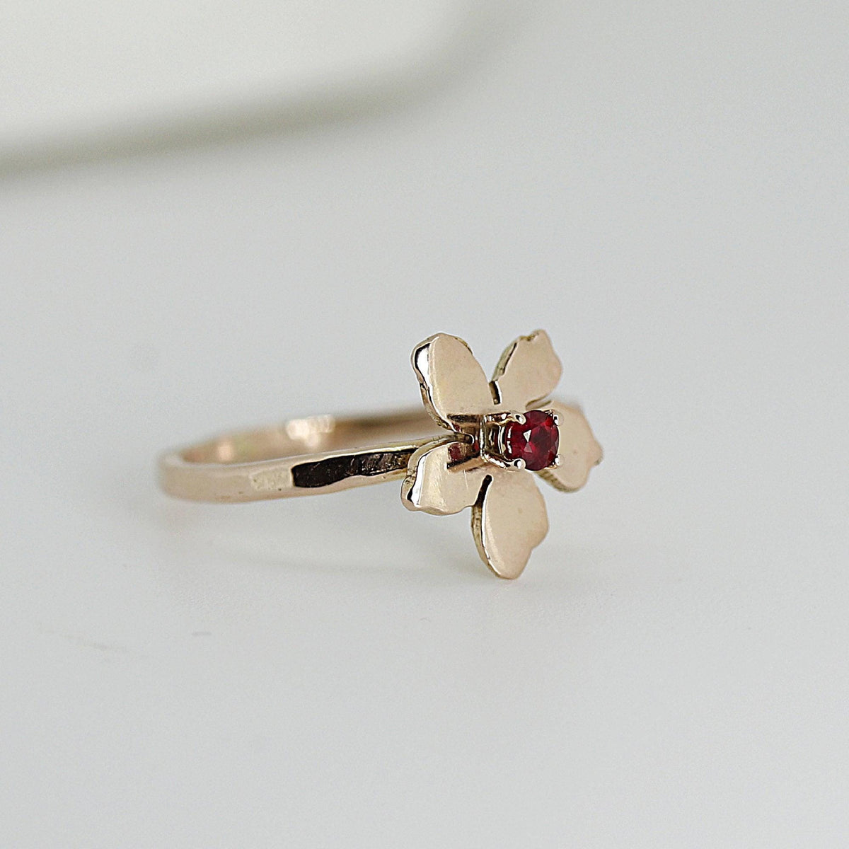 Floral Pearl Ring 14k Solid Gold, Unique Handmade Flower Engagement Ring - Melt'm Jewelry
