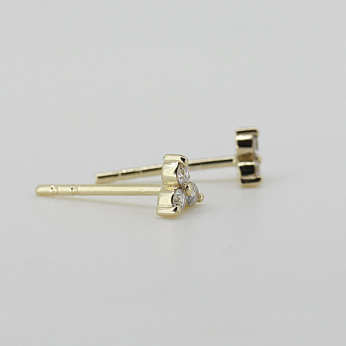 Diamond Trio Stud Earrings, Diamond Cluster Earrings (SINGLE OR PAIR) - Melt'm Jewelry